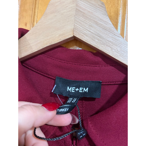 ME+EM Travel Tailoring Collar Midi Dress Intense Red Long Sleeve Zip Front US 10 - Picture 2 of 7